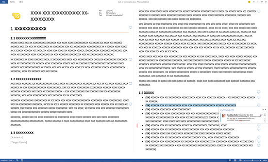 Screenshot of comments while in reading mode in Word 2013 Screenshot of comments while in reading mode in Word 2013